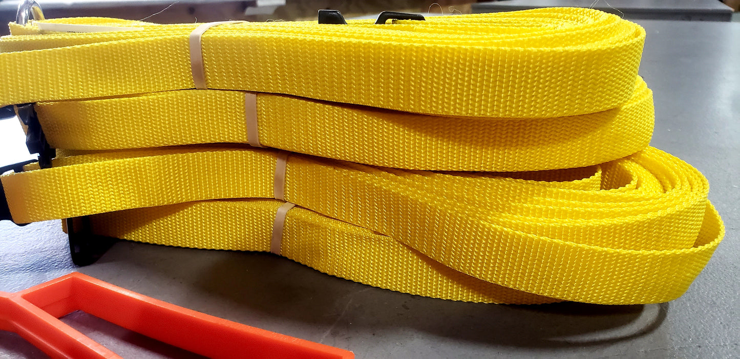 CLEARANCE ITEM #49 M817AG-Yellow, 1" heavyweight webbing boundary line, Adjustable, 26.3 x 52.6-ft (8-Meter), Grass Pegs