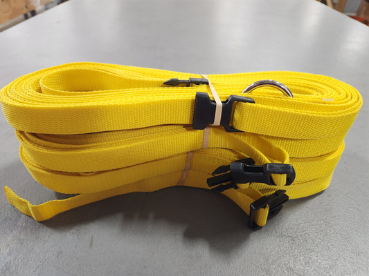 CLEARANCE ITEM #63 M817AG-Yellow, 1" heavyweight webbing boundary line, Adjustable, 26.3 x 52.6-ft (8-Meter), Grass Pegs