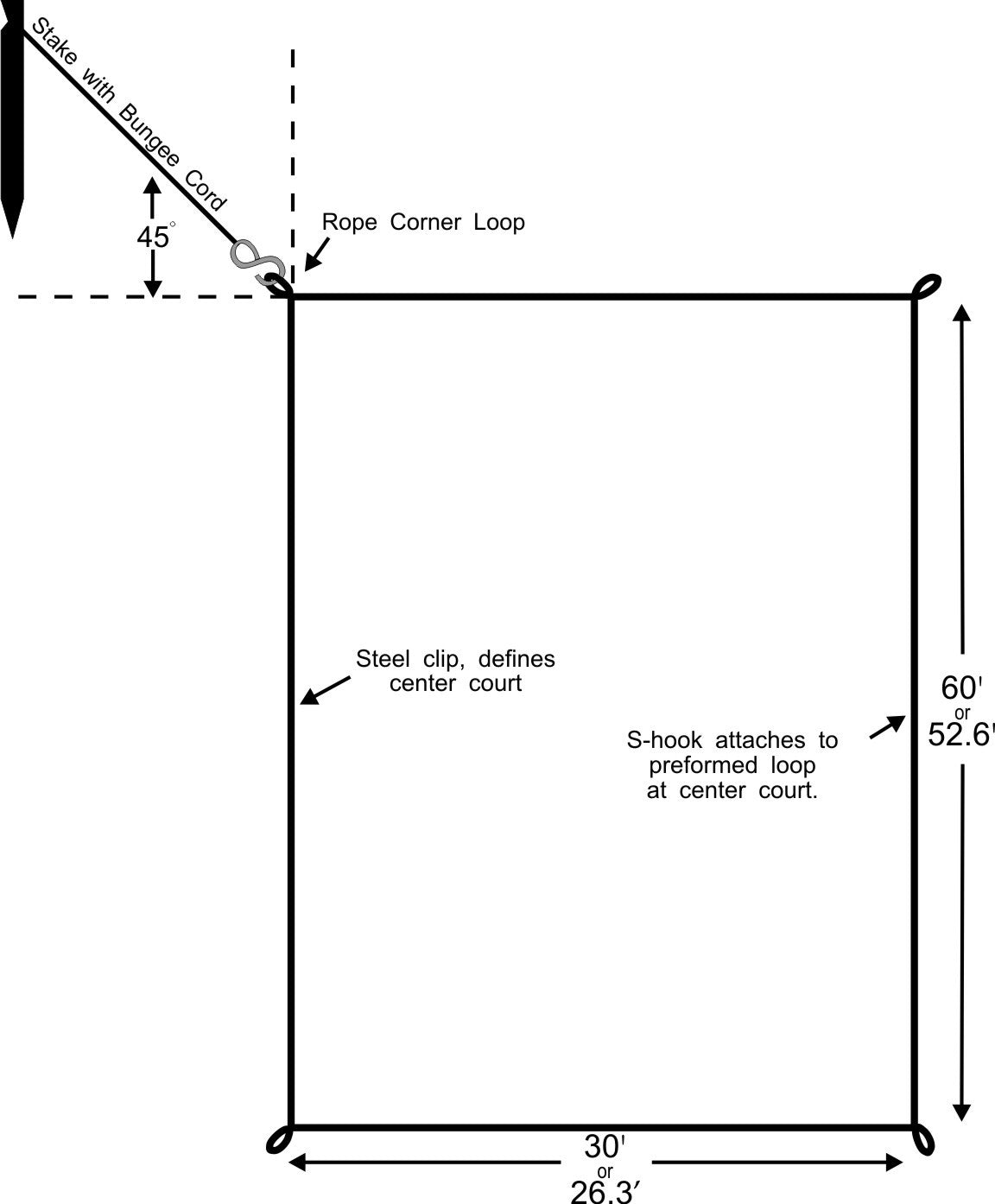 1/4-inch rope non-adjustable boundary graphic line art