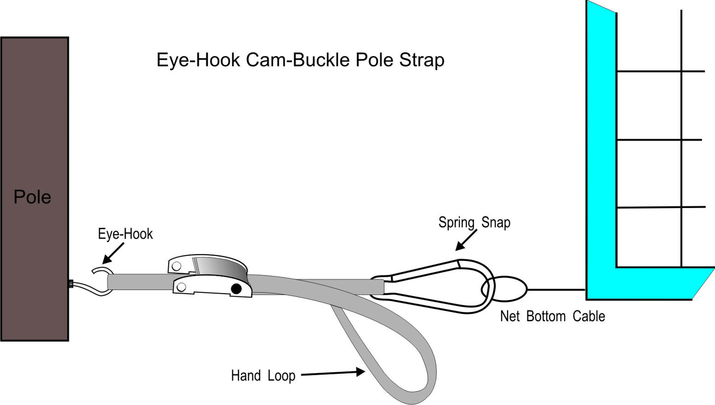 eye-hook style cam-buckle pole strap graphic line art