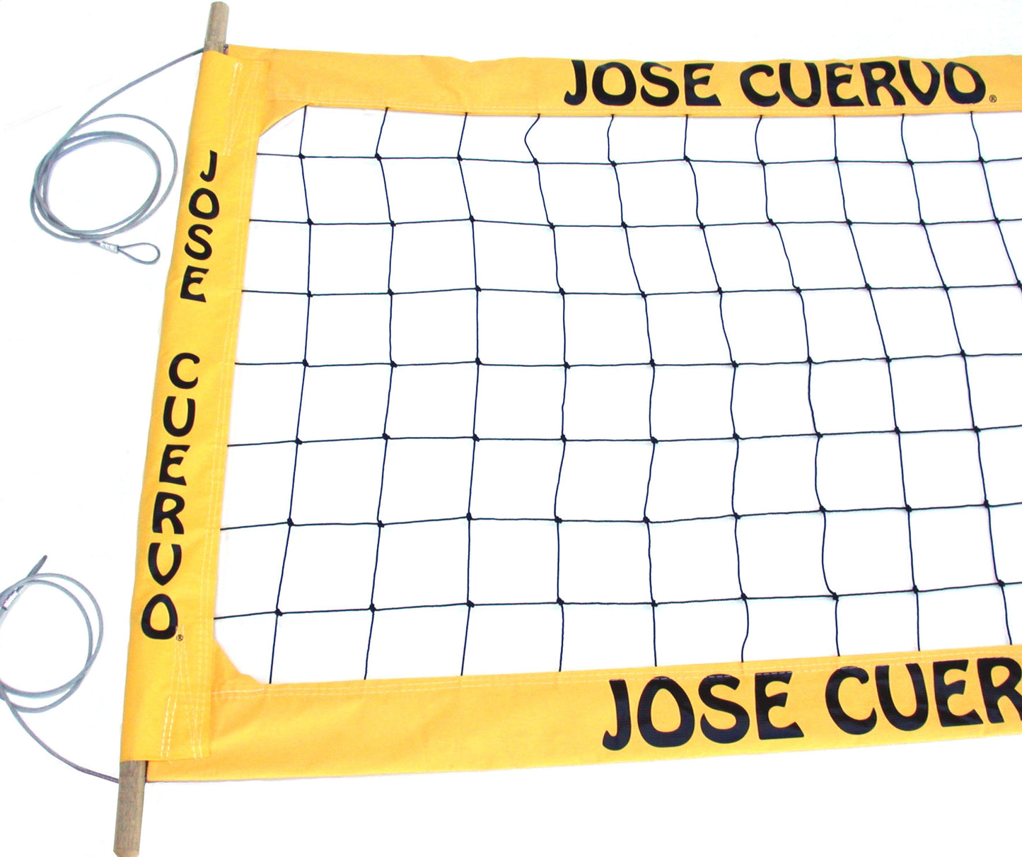 JCPRO-Jose Cuevo Professional Volleyball Net, Aircraft Cable Top and Bottom, 4-inch Yellow Tapes