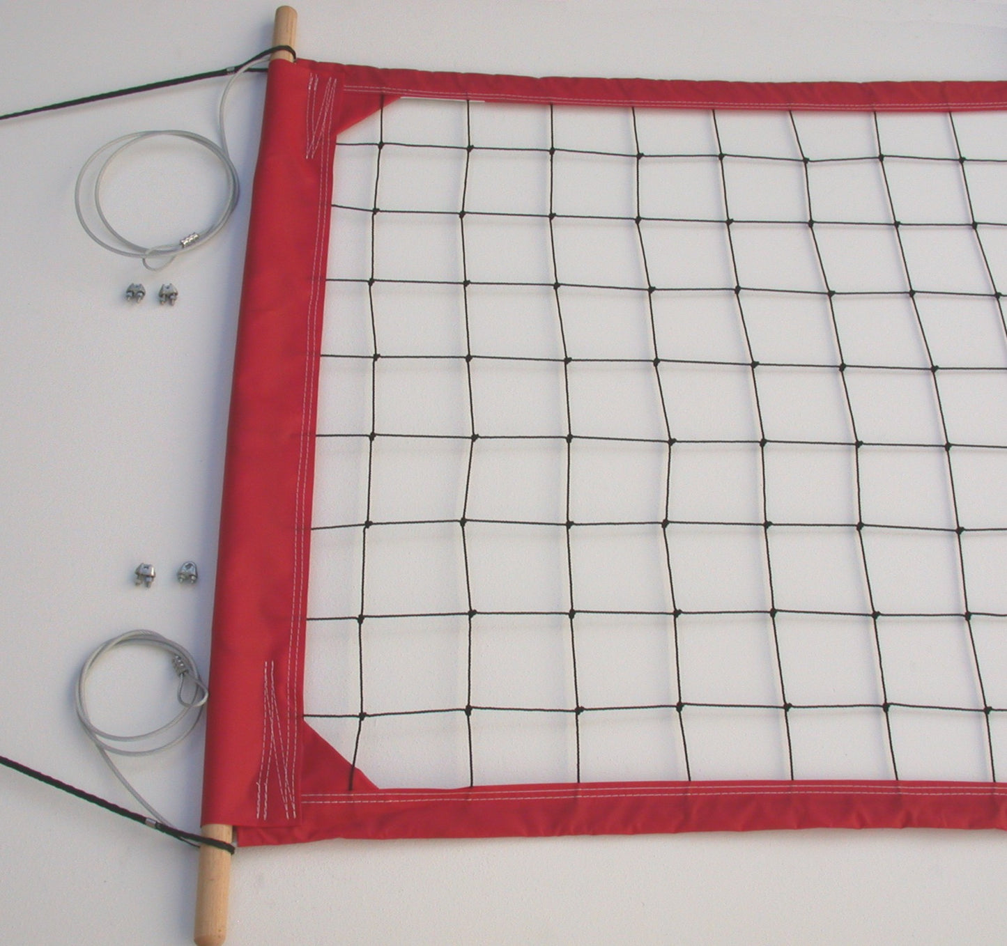 PRO2R-Professional Volleyball Net, Aircraft Cable Top and Bottom, 2-inch Red Tapes