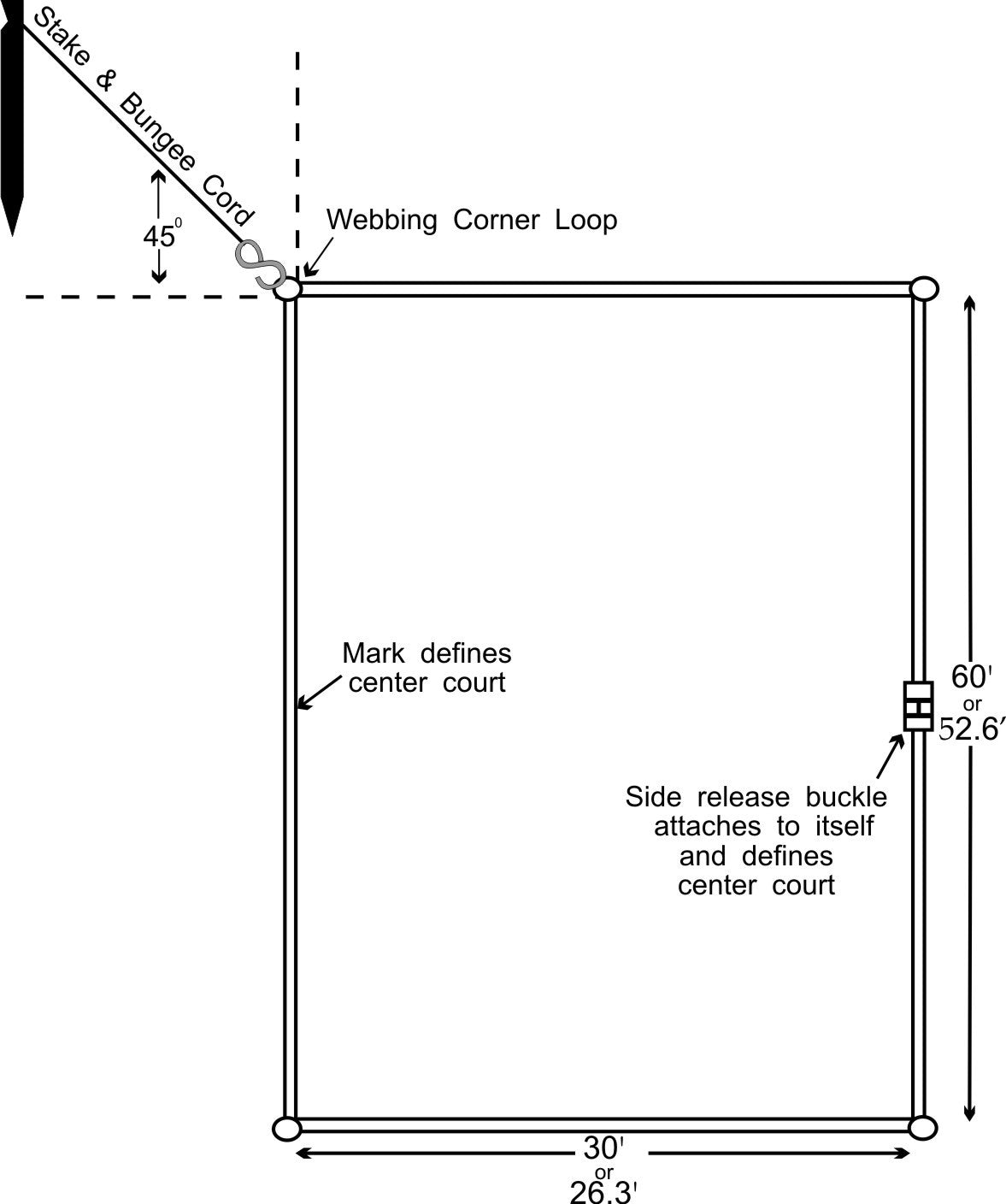 1-inch wide web, 1-section non-adjustable boundary graphic line art