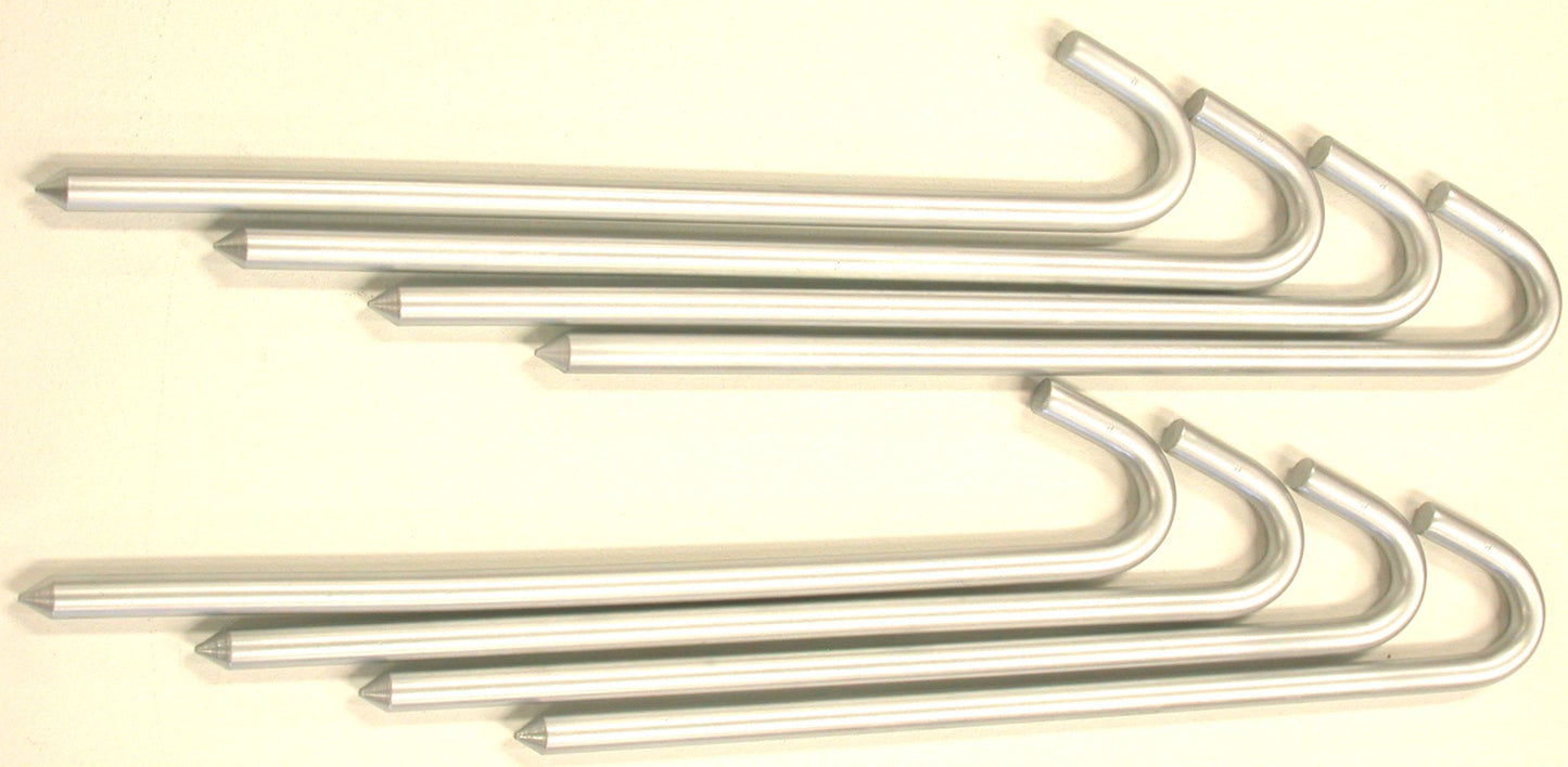 16S8-zinc plated 18-inch long, 5/8 round, eight steel hook stakes