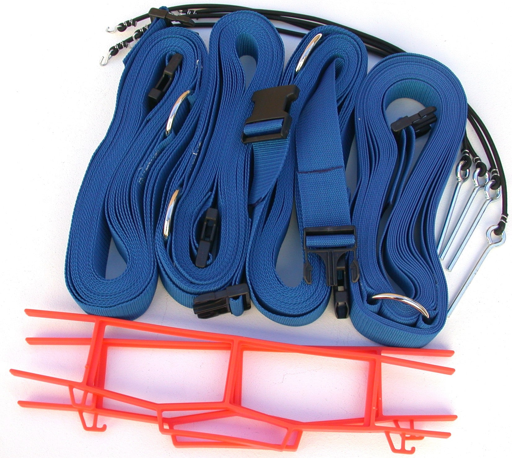 19ABUG-blue 2-inch adjustable web boundary, grass pegs, storage winders