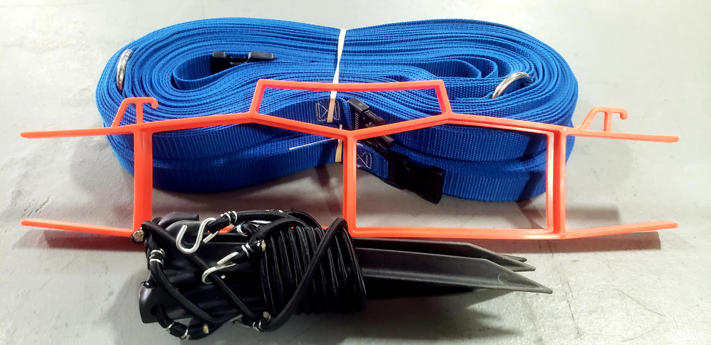 CLEARANCE ITEM #38: M817NAS, Blue: Volleyball Boundary Non-Adjustable 1-inch Webbing, Sand Pegs, Blue, 26.3' x 52.6' size