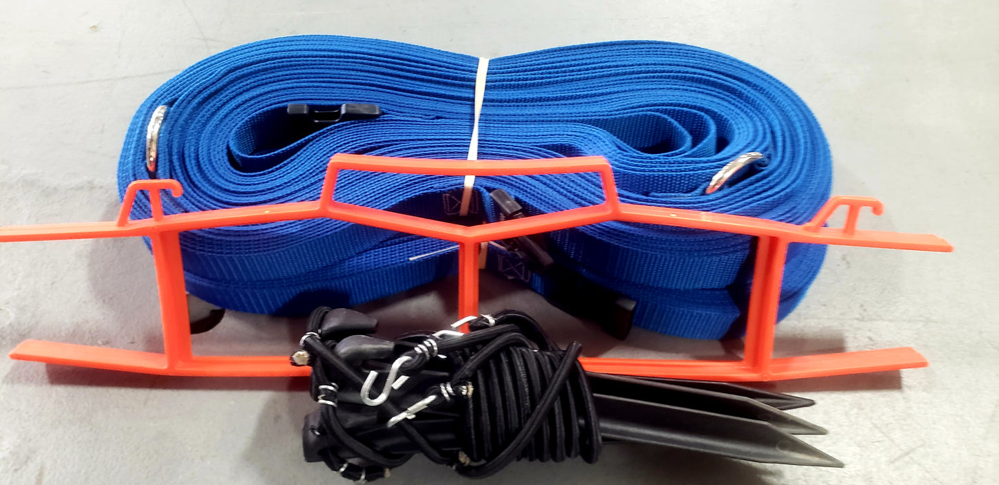 CLEARANCE ITEM #38: M817NAS, Blue: Volleyball Boundary Non-Adjustable 1-inch Webbing, Sand Pegs, Blue, 26.3' x 52.6' size