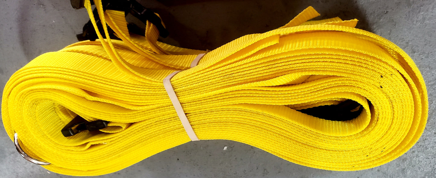 CLEARANCE ITEM #39 M817AG-Yellow, 1" heavyweight webbing boundary line, Adjustable, 26.3 x 52.6-ft (8-Meter), Grass Pegs