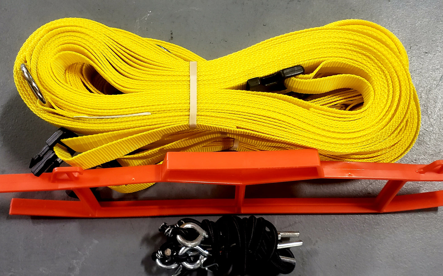 CLEARANCE ITEM #49 M817AG-Yellow, 1" heavyweight webbing boundary line, Adjustable, 26.3 x 52.6-ft (8-Meter), Grass Pegs