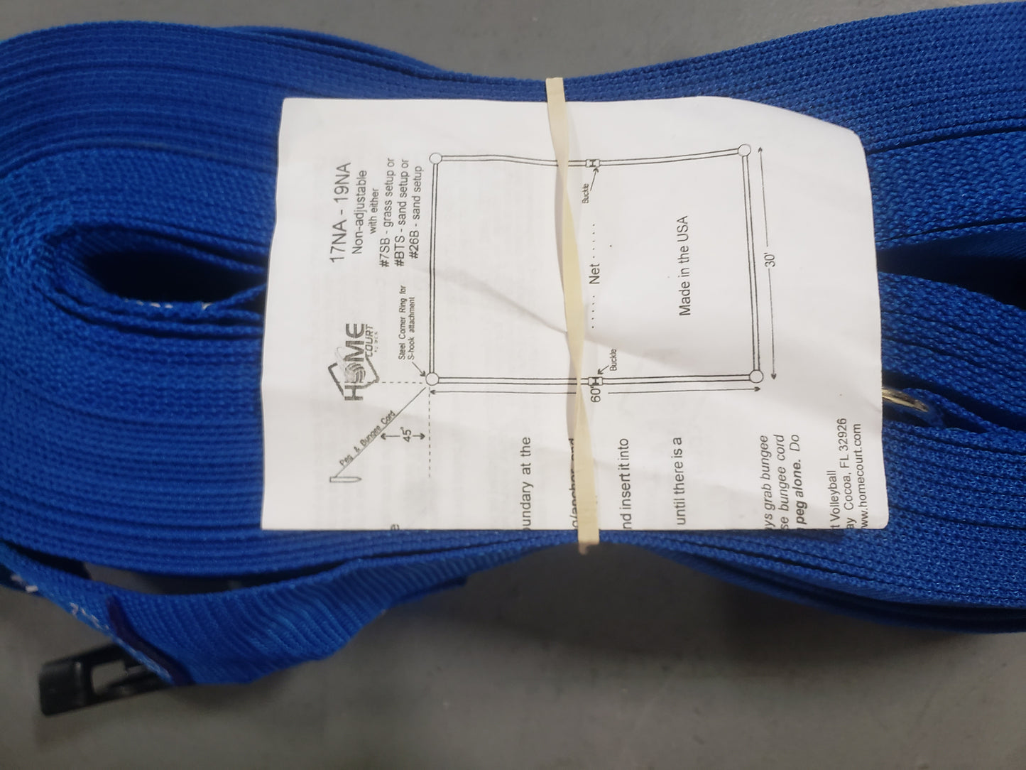 CLEARANCE ITEM #50:19NA-S-Blue (30'x60' Volleyball Boundary Non-Adjustable 2" Webbing, Sand Pegs, Blue)