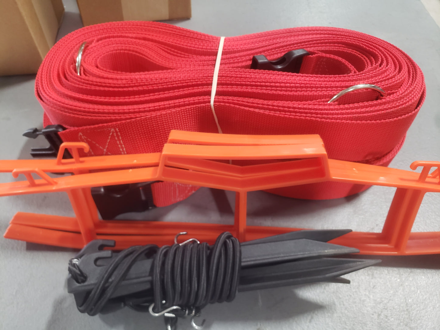 CLEARANCE ITEM #53: 19NA-S-Red (30'x60' Volleyball Boundary Non-Adjustable 2" Webbing, Sand Pegs, Red)