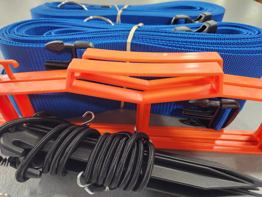 CLEARANCE ITEM #66:19NA-S-Blue (30'x60' Volleyball Boundary Non-Adjustable 2" Webbing, Sand Pegs, Blue)