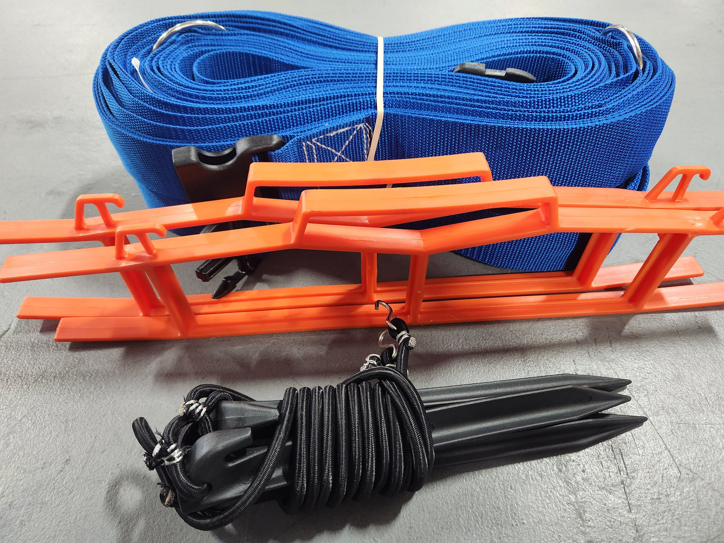 CLEARANCE ITEM #69: M819NAS,Blue: Volleyball Boundary Adjustable 2-inch Webbing, 26.3' x 52.6', Sand Pegs, Blue)