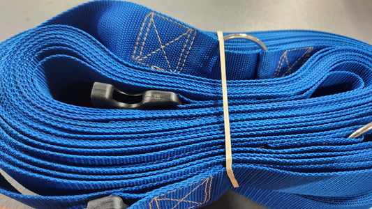 CLEARANCE ITEM #73 M819NAS-Blue 2" heavyweight webbing, short court, adjustable, sand pegs, Blue