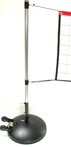 310-roll-away-base with 10-ft volleyball pole and red net