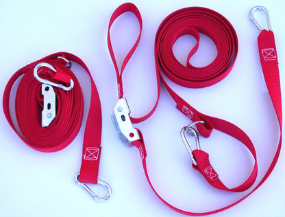 5DRGS-a pair of middle guy lines red 1-inch webbing cam-buckle spring snap connection