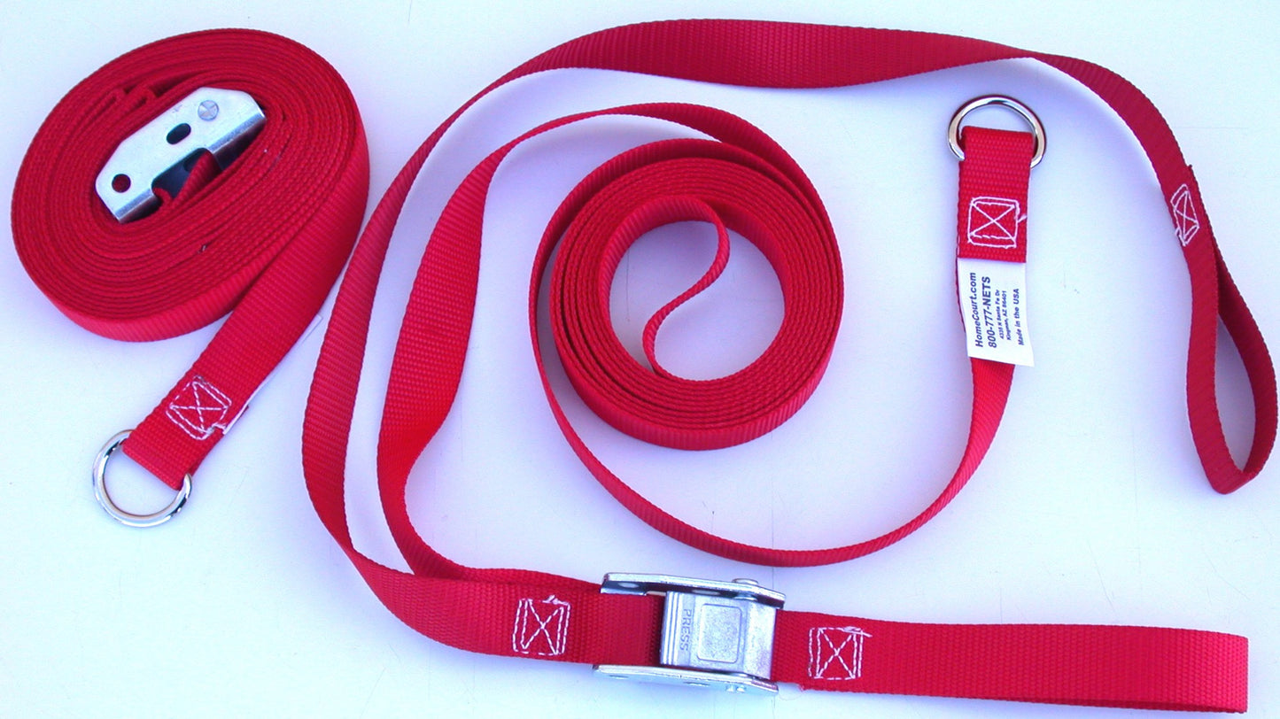 5DSLGD-a pair of red 1-inch webbing cam-buckle guy lines dee ring connection