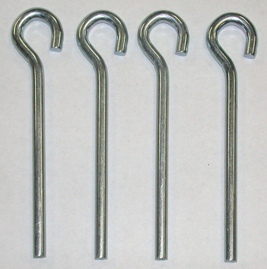 5SO-four zinc plated, 5-inch long,1/4 round steel pegs, open eye loop
