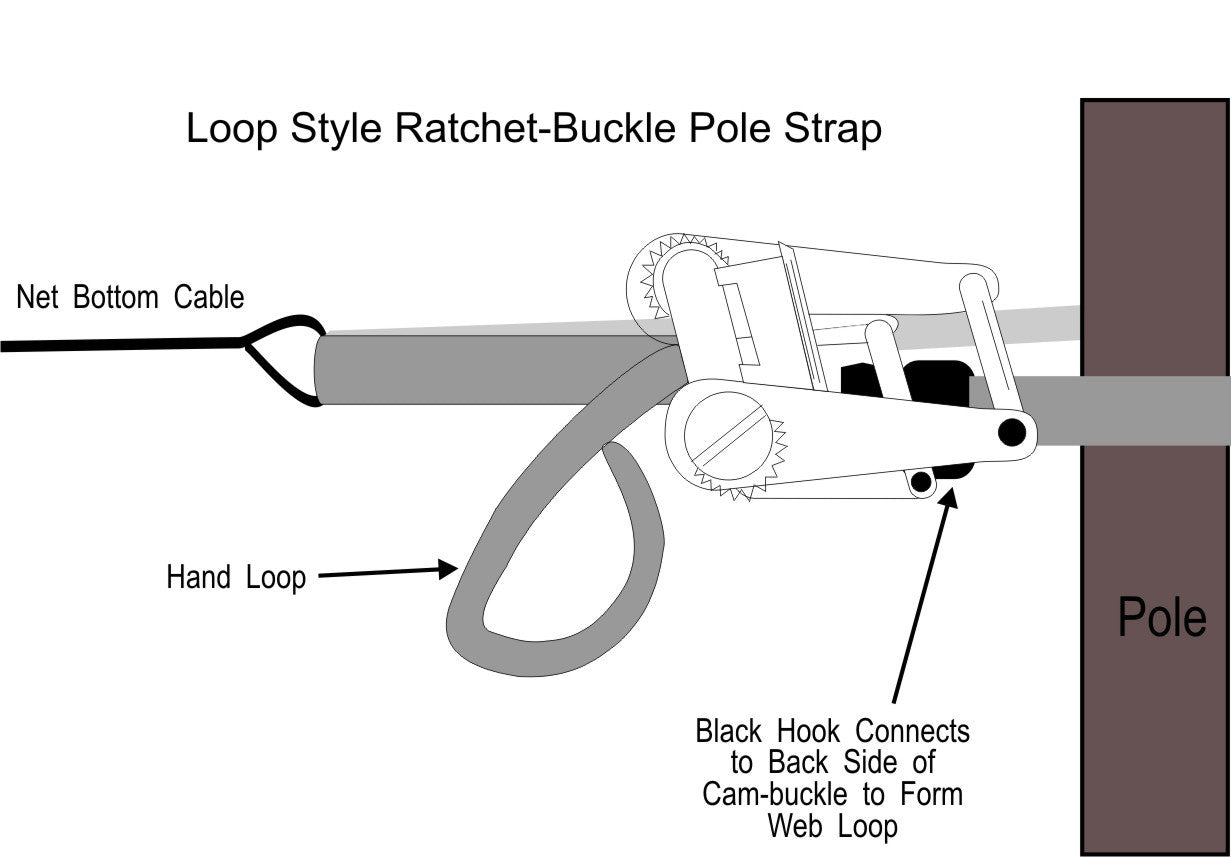 loop style ratchet-buckle bottom net strap graphic line art