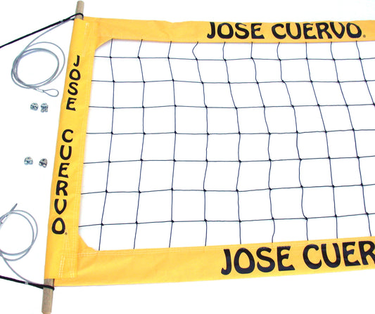 JCPRO-Jose Cuevo Logo Professional Volleyball  Net, Aircraft Cable Top & Bottom, 4-inch Yellow Tapes