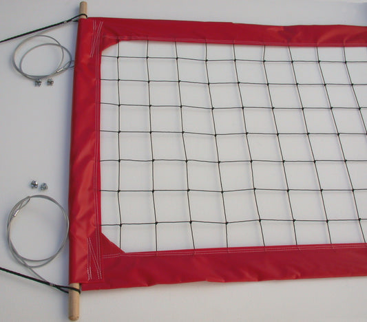 PRO4R-Professional Volleyball  Net, Aircraft Cable Top and Bottom, 4-inch Red Tapes