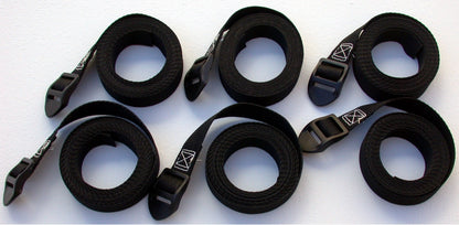 PTS-six 1-inch wide black webbing volleyball net dowel rod tension straps